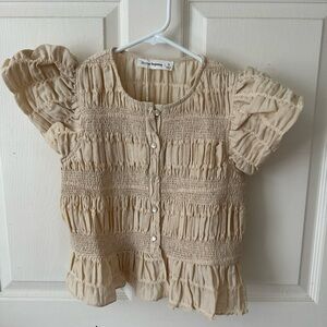 Bohme Cream Smocked Blouse